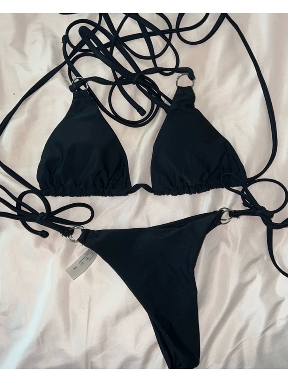 SHEIN | Women’s Size XS | Black Triangle Ring Bikini Set